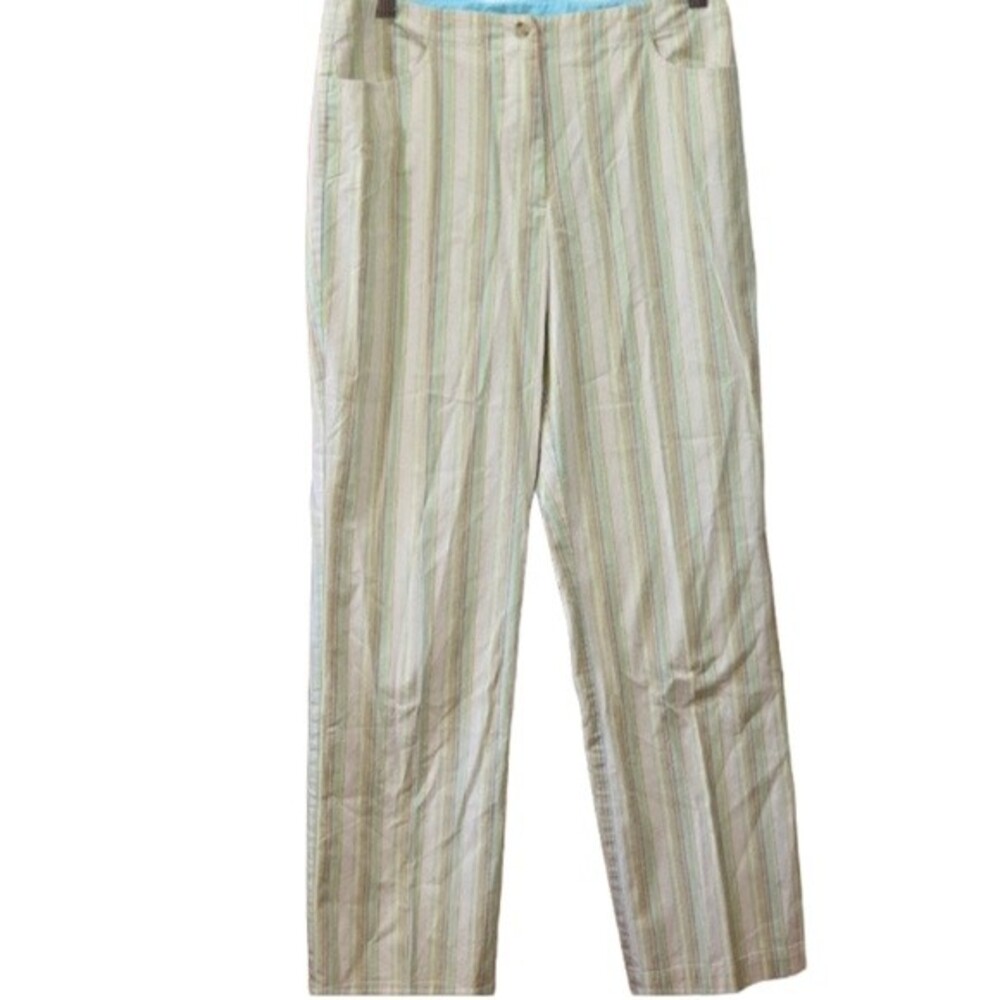 Vintage Sigrid Olsen Striped Straight-Leg Pants Size 10 Y2K Casual Style